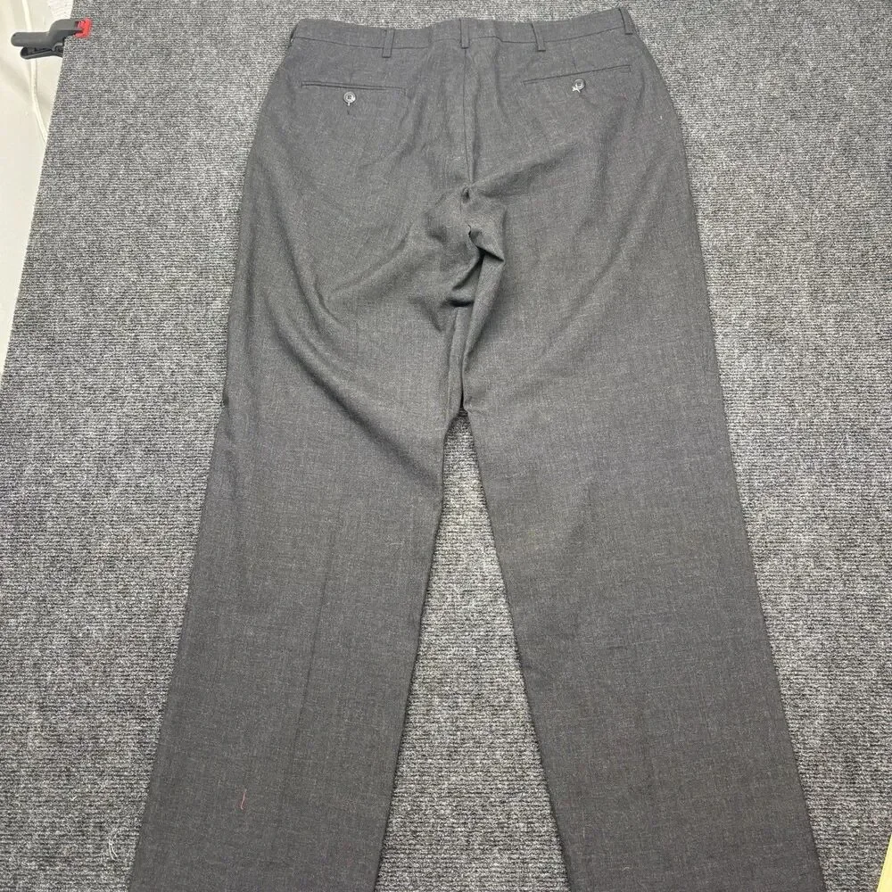 Deansgate Tailors Row Mens Gray 100% Worsted Wool Pleated Dress Pants 36x32